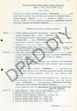 Surat Keputusan Gubernur Kepala DIY No. 156/Idz/KPTS/1986 tentang pemberian ijin kepada Pemerinta...