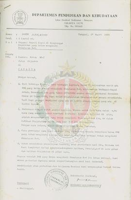 Surat dari Sekretaris Jenderal Departemen Pendidikan dan Kebudayaan kepada Ketua BP-7 di Jakarta ...