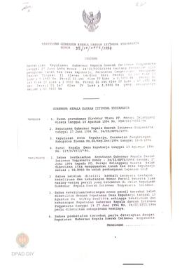 Keputusan Gubernur Kepala Daerah Istimewa Yogyakarta No. 35/IZ/KPTS/1994 tentang  pembetulan Kepu...