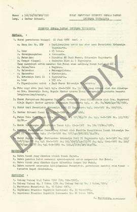 Surat Keputusan Gubernur Kepala  Daerah Istimewa Yogyakarta Nomor : 556/SK/HP/BPN/1990 tanggal 1 ...