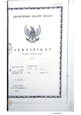 Sertifikat tanda bukti hak pakai atas nama Pemerintah Propinsi Daerah Istimewa Yogyakarta CQ Dina...