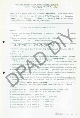 Surat Keputusan Gubernur Kepala DIY No. 144/Id2/KPTS/1986 tentang pemberian ijin kepada Pemerinta...