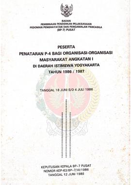 Data Peserta Penataran P-4 bagi Organisasi-Organisasi Masyarakat Angkatan I di Daerah Istimewa Yo...
