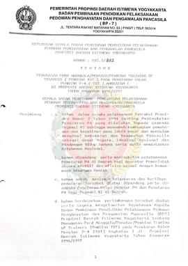 Berkas Keputusan BP-7 Daerah Istimewa Yogyakarta Nomor: 893.3/802 & Nomor: 893.3/723 tentang ...