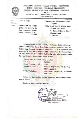 Keputusan Kepala BP-7 Provinsi Daerah Istimewa Yogyakarta Nomor : 893.3/984 Tentang Pembentukan T...