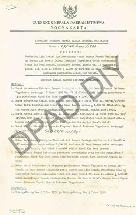 Surat Keputusan Gubernur Kepala Daerah Istimewa Yogyakarta            Nomor: 27/ldz/KPTS/1988 ten...