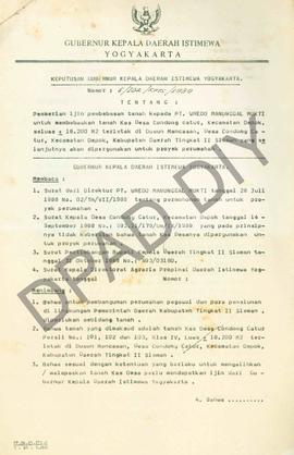 surat keputusan Gubernur Kepala DaerahIstimewa Yogya Nomor : 5/Idz/KPTS/1989