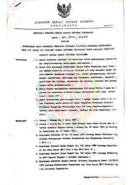 Surat Keputusan Gubernur Kepala Daerah Istimewa Yogyakarta Nomor: 301/KPTS/1989 tentang Pembentuk...
