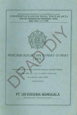 Surat dari UGM Yogyakarta tentang rencana kerja dan syarat Pekerjaan  pembangunan gedung/ruang ku...