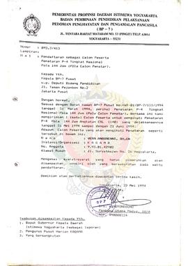 Berkas Pendaftaran sebagai Calon Peserta Penataran P-4 Tingkat Nasional Pola 144 jam (Pola Calon ...