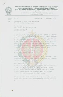 Surat dari Kepala BP-7 Daerah Istimewa Yogyakarta kepada Para Bupati/Walikotamadya Kepala Daerah ...