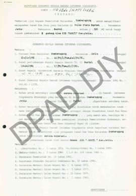 Surat Keputusan Gubernur DIY No. 110/Id2/KPTS/1986 tentang pemberian ijin kepada Pemerintah Kalur...