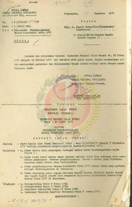 Intruksi Mendagri No 25/1977 tentang pengamanan penyelenggaraan sensus kontrusi 1977.
