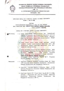 Surat Keputusan Kepala BP-7 Provinsi Daerah Istimewa Yogyakarta Nomor 188.43/649 tentang Penyelen...