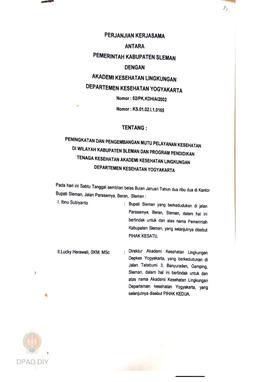 Perjanjian kerjasama antara Pemkab. Sleman dengan Akademi Keperawatan Al-Islm Yogyakarta No. 03/P...