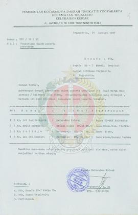 Surat dari Kepala Kelurahan Kricak Bpk. Sugiyanto, S. BA kepada Kepala BP-7 Daerah Istimewa Yogya...