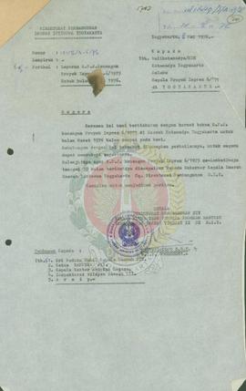 Surat pertanggungjawaban keuangan pada Sub proyek Inpres 1975 oleh Direktorat Pembangunan DIY.