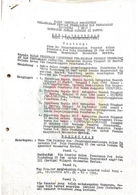 Surat Keputusan BP-7 Kabupaten Daerah Tingkat II Bantul Nomer : 12/KPTS/BP-7/BT/1982 tentang Nama...