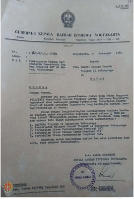 Surat dari Gubernur DIY kepada Bupati Kulon Progo tentang Pembangunan Gedung Perkantoran Pemerint...