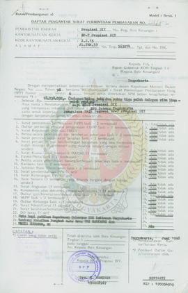 Kumpulan daftar pengantar surat permintaan pembayaran gaji pegawai Kantor BP-7 Provinsi Daerah Is...