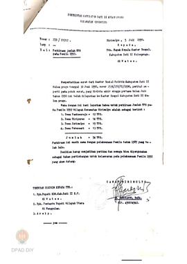 Laporan perkiraan jumlah TPS pada pemilu 1992 wilayah Kecamatan Girimulyo dengan jumlah 54 TPS.