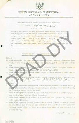 Surat Keputusan Gubernur Kepala Daerah Istimewa Yogyakarta              Nomor: 28/Idz/KPTS/1988 t...
