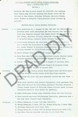 Surat Keputusan Gubernur Kepala DIY No. 02/KPTS/HGB/1986 tentang  pemberian Hak Guna Bangunan kea...