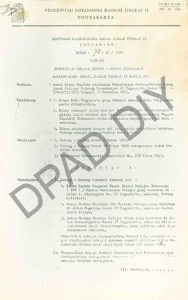 Surat Keputusan Walikotamadya Kepala Daerah Tingkat II Jogyakarta No : 72/KD/1984  tanggal 21 Jun...