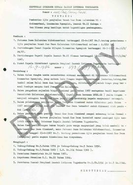 Surat Keputusan Gubernur Kepala DIY No.220/Id2/KPTS/1986 tentang pemberian ijin penjualan tanah K...