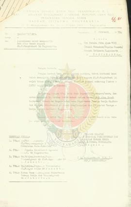 Permohonan untuk memperolah hak atas tanah negara di Jl. P. Mangkubumi No 54 untuk atas nama Depa...
