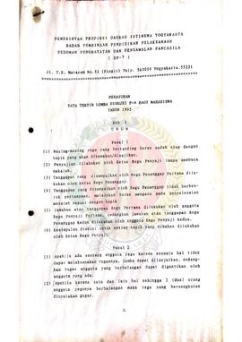 Peraturan Tata Tertib Lomba Diskusi P-4 bagi Mahasiswa Tahun 1995 BP-7 Pemerintah Provinsi Daerah...