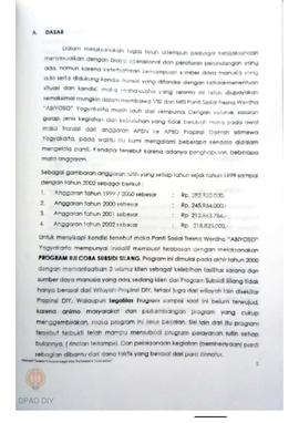 Laporan Kegiatan Tahunan tahun 2002 Panti Sosial  tresna werdha “Abiyoso”  Yogyakarta