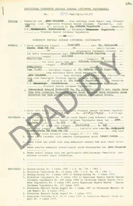 Surat Keputusan Gubernur Kepala DIY, No. 877/Hak/Kpts/1982 tanggal 7 Oktober 1982 tentang Pemberi...