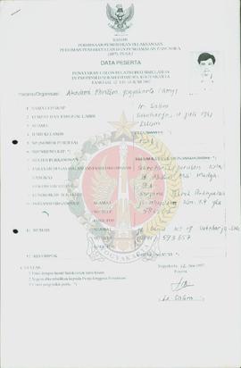 Bendel Data peserta Penataran calon pelatih inti Simulasi P-4 di Provinsi Daerah Istimewa Yogyaka...