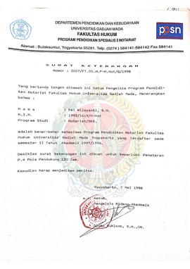 Berkas Surat Keterangan Mahasiswa Program Pendidikan Notariat Fakultas Hukum Universitas Gadjah M...