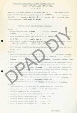 Surat Keputusan Gubernur DIY No. 71/Id2/KPTS/1986 tentang pemberian ijin kepada Pemerintah Kalura...