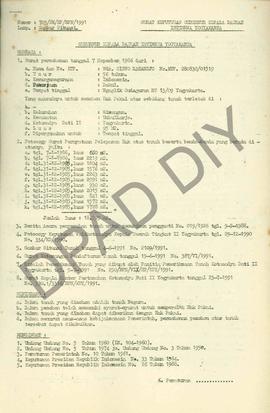 Surat Keputusan Gubernur Kepala  Daerah Istimewa Yogyakarta Nomor : 703/SK/HM/BPN/1991 tanggal 17...