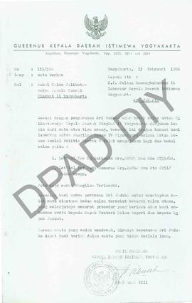 Surat dari Wakil Gubernur Propinsi DIY Paku Alam VIII kepada Sri Sultan Hamengku Buwono IX Gubern...
