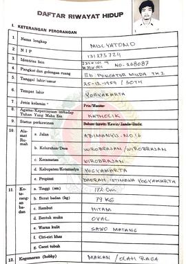 Daftar Riwayat Hidup Calon Peserta Penataran P-4 Kelas Nusa III atas nama Mulyantono yang disusun...