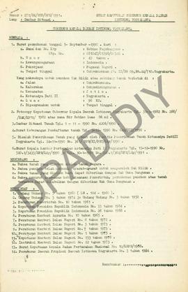 Surat Keputusan Gubernur Kepala  Daerah Istimewa Yogyakarta Nomor: 271/SK/HGB/BPN/1991 tanggal 3 ...
