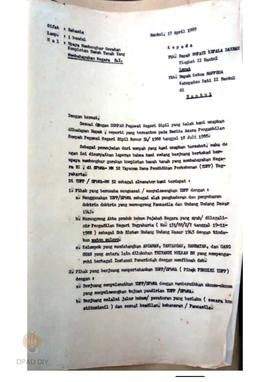Surat rahasia dari Edy Mahmud Hidayat kepada Bupati Kepala Daerah TK II Bantul perihal upaya memb...