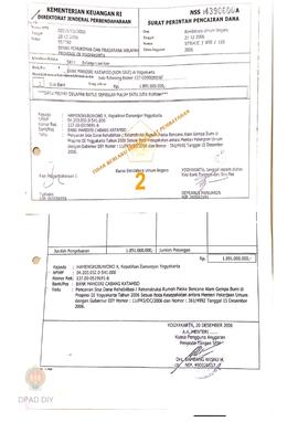 Surat Perintah Pencairan Dana kepada Hamengkubuwono X, Kepatihan Danurejan Yogyakarta perihal Pen...