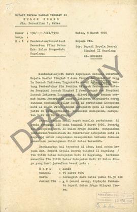 Surat dari Sekretaris Wilayah Daerah, Drs.suprastowo a.n. Gubernur Daerah Istimewa Yogyakarta,  k...