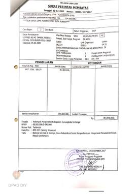 Surat Perintah Pencairan Dana kepada Kelompok Masyarakat Kabupaten Gunungkidul untuk Belanja Lain...