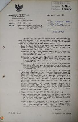 Surat dari Kepala Biro Kepegawaian Departemen Penerangan Republik Indonesia kepada Kepala Kantor ...