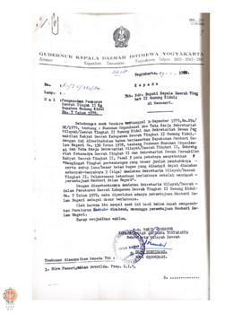 Surat nomor K1 / I.5/320/80 tanggal 29 Januari 1980 dri Sekwilda atas nama Wagub. DIY kepada Bupa...