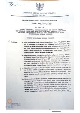 Keputusan Gubernur Kepala Daerah Istimewa Yogyakarta  Nomor 229/Kpts/1988 tentang Susunan Kepegaw...