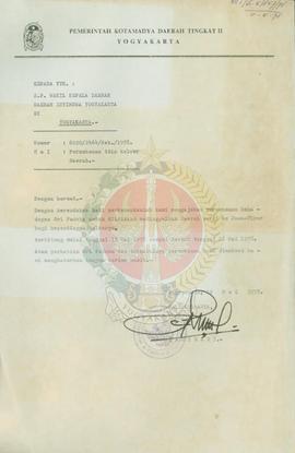 Permohonan ijin/cuti bagi kepala Dati II Kotamadya YK.
