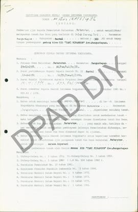 Surat Keputusan Gubernur DIY No. 111/Id2/KPTS/1986 tentang pemberian ijin kepada Pemerintah Kalur...