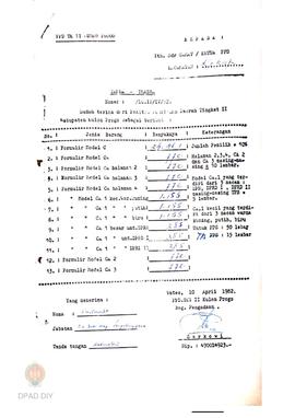 Surat tanda terima Panitia Pemilihan Daerah Tingkat II menjadi Ketua PPS di Kecamatan Kokap No : ...